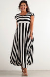 Stripe short flutter sleeve dress