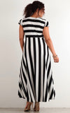 Stripe short flutter sleeve dress