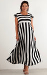 Stripe short flutter sleeve dress