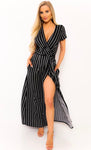 Stripe wrap maxi dress