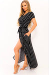 Stripe wrap maxi dress